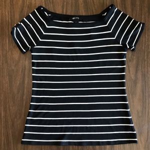 White House Black Market Black/White Striped Top S
